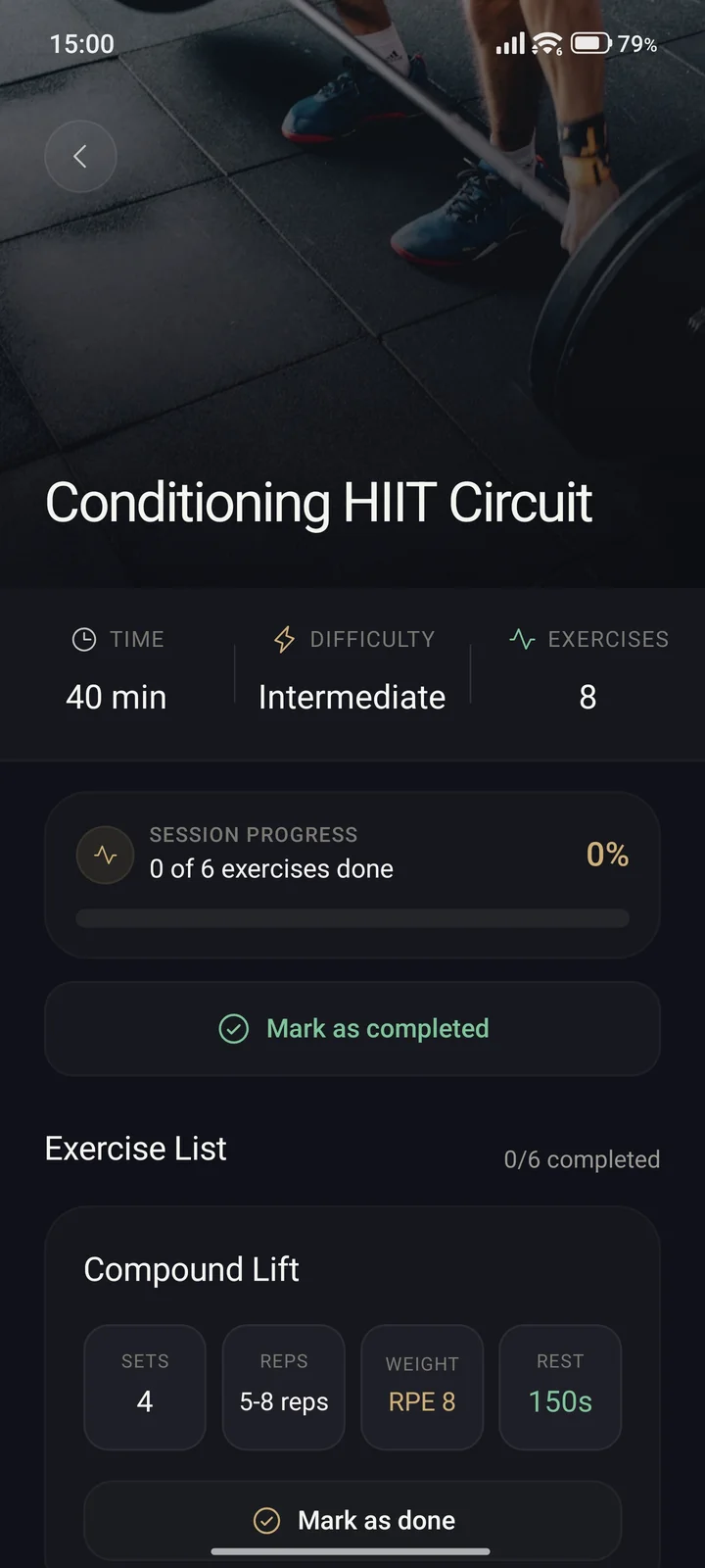 Detaliile workout-ului