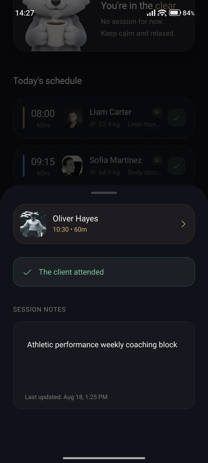 Agenda cu detalii client