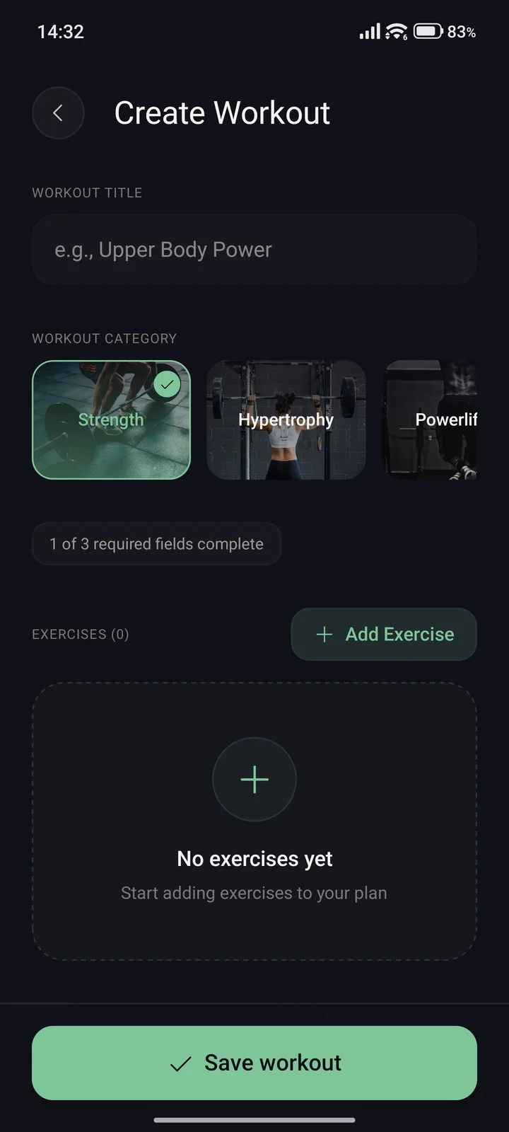 Vulkio workout builder